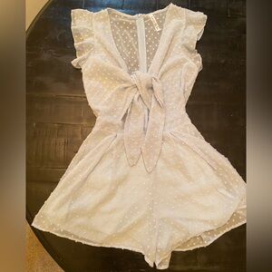 Lucy in the Sky Light Blue Tie-Front Romper, NWOT